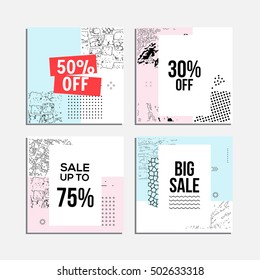 Sale website banners design set. Social media banners, posters, email and newsletter designs, ads, leaflets, placards, brochures, flyers, web stickers, promotional material vector illustration design