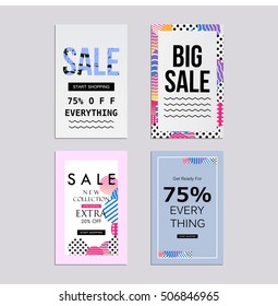 Sale website banners design set. Social media banners, posters, email and newsletter designs, ads, leaflets, placards, brochures, flyers, web stickers, promotional material vector illustration design