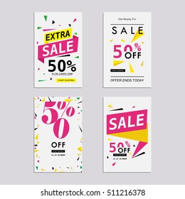 Sale website banners design set. Sale tag. Sale promotional material vector illustration. Design for social media banner, poster, email, newsletter, ad, leaflet, placard, brochure, flyer, web sticker