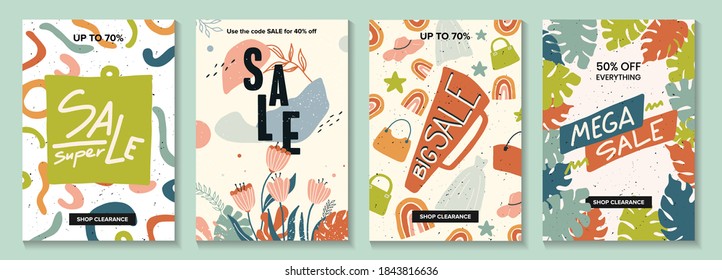 Sale website banners, email marketing template collection. Used for mobile apps, social media posts, ad banner, web design, poster, email, newsletter design. Trendy abstract rectangle template vector