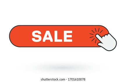 SALE Website Button with Hand Pointer Clicking.