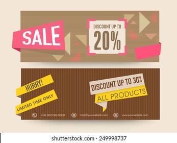 Verkauf Website-Header oder Banner Set mit Rabatt Angebot auf alle Produkte.