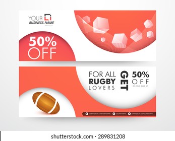Sale website header or banner set with discount offer for sports.