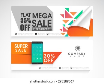 Encabezado o juego de banners de la página web de venta con 35% de descuento y smartphone.