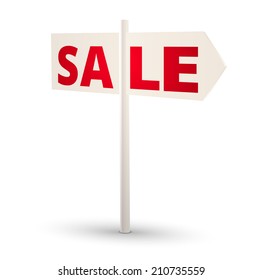 SALE white arrow isolated on a white background