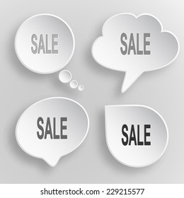 Sale. White flat vector buttons on gray background.