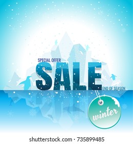 sale winter banner with snowflakes. vector illustration. background