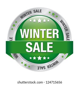 sale winter green silver button isolated background