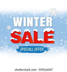 Sale Winter Poster With Gradient Mesh, Vector Illustration