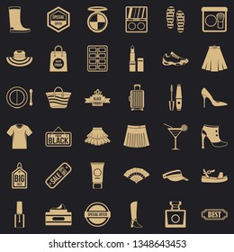 Sale for woman icons set. Simple style of 36 sale for woman vector icons for web for any design