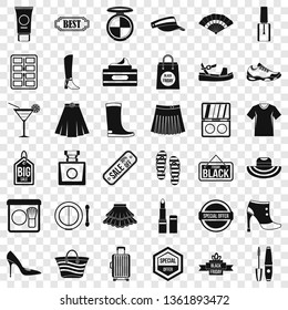Sale for woman icons set. Simple style of 36 sale for woman vector icons for web for any design