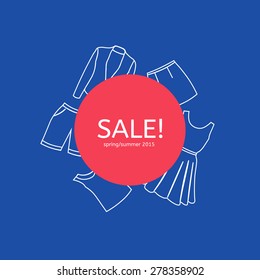 Sale of women's clothing on a dark blue background 