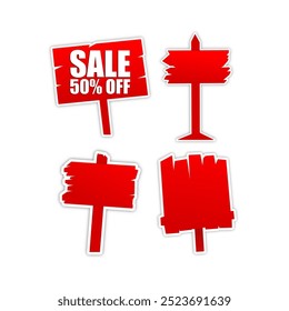 sale wood sign design vector set 