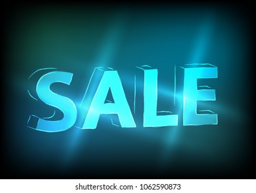 Sale word 3d design background price tag of big sale poster with different design element for banner, sale icon, labels, stamps, stickers, corners, tags. Neon blurry Vector illustration EPS 10