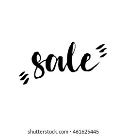 Sale word, brush script lettering. Hand drawn vector element. Modern brush calligraphy. Isolated on white background. 
