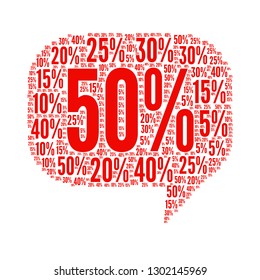 Sale word cloud in balloon and speech dialog shape, vector file for EPS10