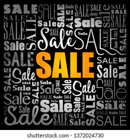 Sale word cloud collage, business concept background