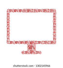 Sale word cloud in computer shape, vector file for EPS10
