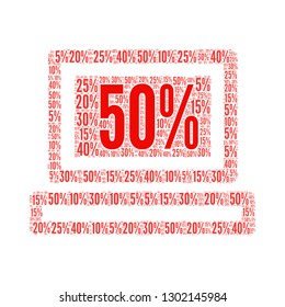 Sale word cloud in computer shape, vector file for EPS10