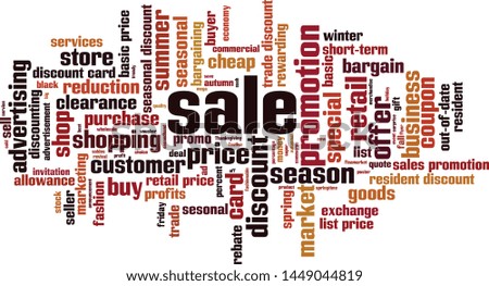 Sale word cloud concept. Collage made of words about sale. Vector illustration 