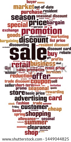 Sale word cloud concept. Collage made of words about sale. Vector illustration 