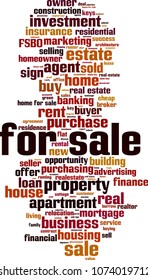 For sale word cloud concept. Vector illustration