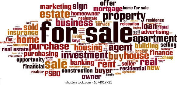 For sale word cloud concept. Vector illustration