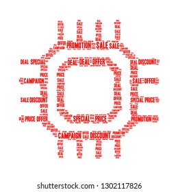 Sale word cloud in CPU and chipset icon, vector file for EPS10