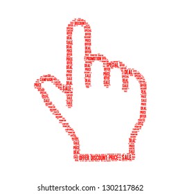 Sale word cloud in cursor and pointer shape, vector file for EPS10