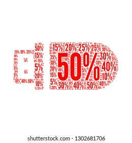 Sale word cloud in flash drive shape, vector file for EPS10