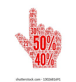 Sale word cloud in hand shape, vector file for EPS10