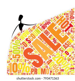 Sale Word Cloud Made of Different Percentages of Discounts. Sales Vector Concept. Collage for Fasion Design