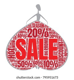 Sale Word Cloud Made of Different Percentages of Discounts. Sales Vector Concept. Collage for Fasion Design
