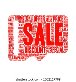 Sale word cloud in SD memory card shape, vector file for EPS10