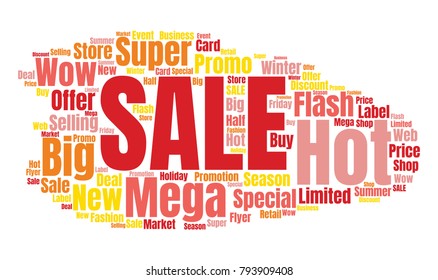 Sale word cloud. Vector illustration for advertising offer