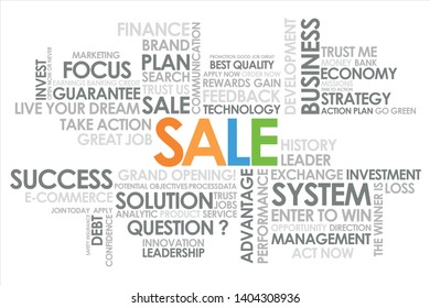 Sale  in word cloud and white background