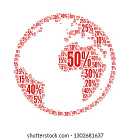 Sale word cloud in world shape, vector file for EPS10