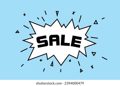 Sale word in comic speech bubble boom. Cartoon style illustration.