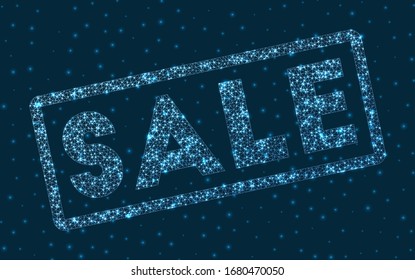 Sale word in digital style. Glowing geometric sale badge. Superb vector illustration.