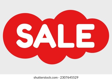 sale word flat design white text with red bubble background. sale promotion cloud shape background.
