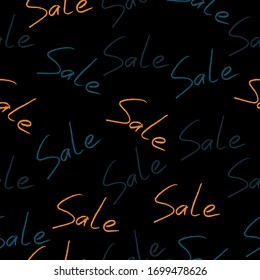 Sale word pattern - hand drawn words and calligraphy, commercial and special offers design. Original inscriptions sale. Handwritten sale shopping seamless pattern Modern calligraphy.