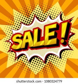Sale word pop art retro vector illustration. Comic book style imitation.