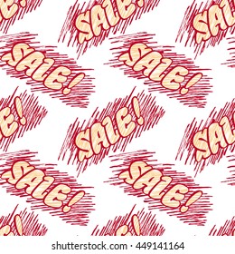 "Sale" word seamless pattern. Original custom hand lettering. Design element for advertisements, flyer, web, prints. Vector clip art.