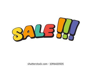 Sale, word in speech bubble patch badge. Comic book style vector sticker, pin, patch in cartoon 80s-90s comic style