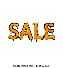 Sale word, vector cartoon illustration isolated on white background, fused letters 