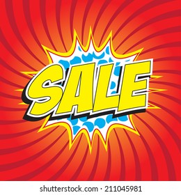  Sale wording in comic bubble speech in pop art style