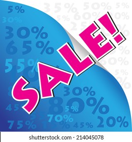 SALE! wording on percetage discount in pop art style, vector format