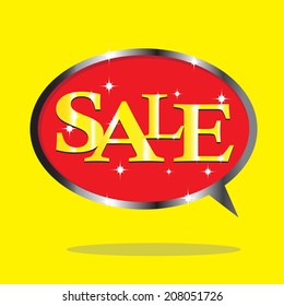 Sale wording in speech bubble, discount promotion, in pop art style