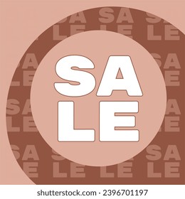 Sale written in a circle. In the background a pattern with the word sale.