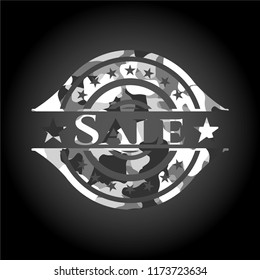 Sale written on a grey camouflage texture